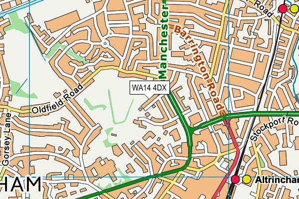 WA14 4DX map - OS VectorMap District (Ordnance Survey)