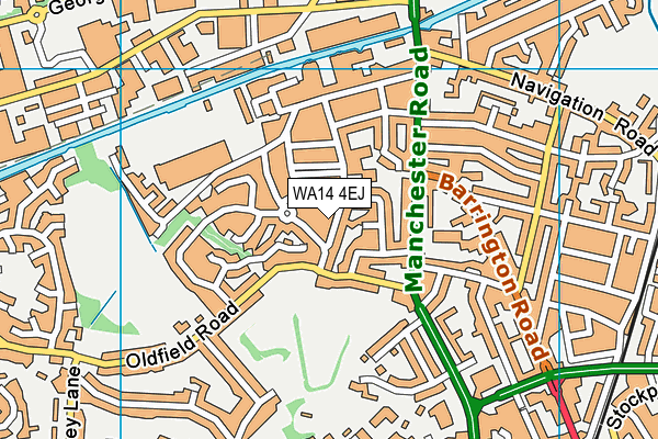 WA14 4EJ map - OS VectorMap District (Ordnance Survey)