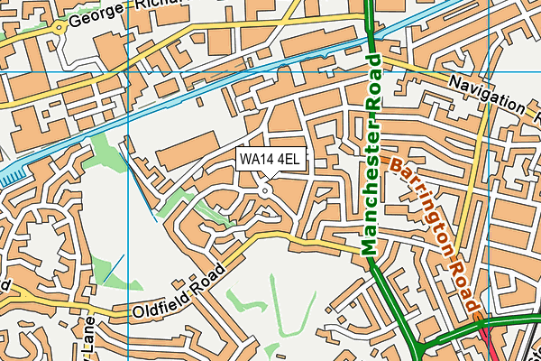 WA14 4EL map - OS VectorMap District (Ordnance Survey)