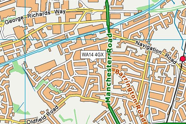 WA14 4GX map - OS VectorMap District (Ordnance Survey)