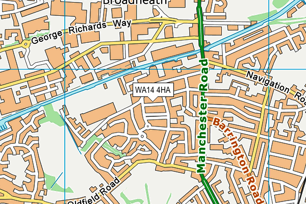 WA14 4HA map - OS VectorMap District (Ordnance Survey)