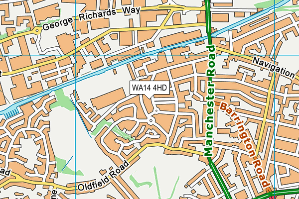 WA14 4HD map - OS VectorMap District (Ordnance Survey)