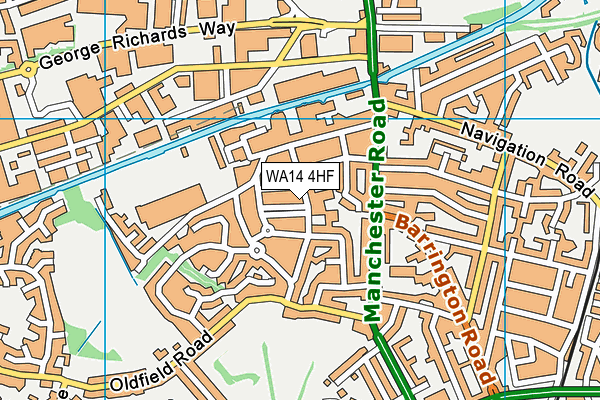 WA14 4HF map - OS VectorMap District (Ordnance Survey)