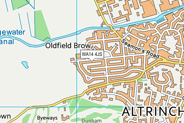 WA14 4JS map - OS VectorMap District (Ordnance Survey)
