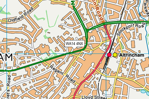 WA14 4NX map - OS VectorMap District (Ordnance Survey)