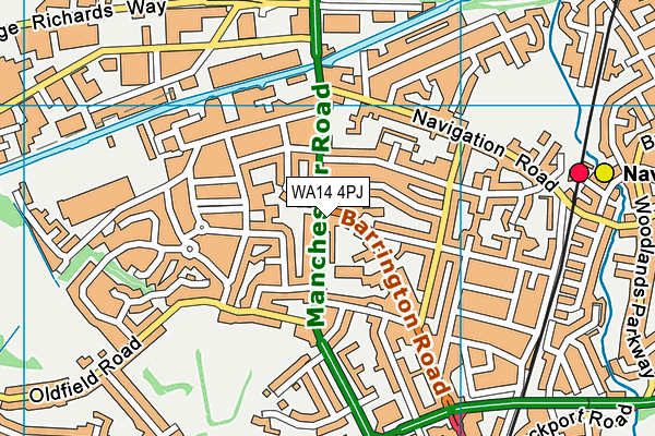 WA14 4PJ map - OS VectorMap District (Ordnance Survey)