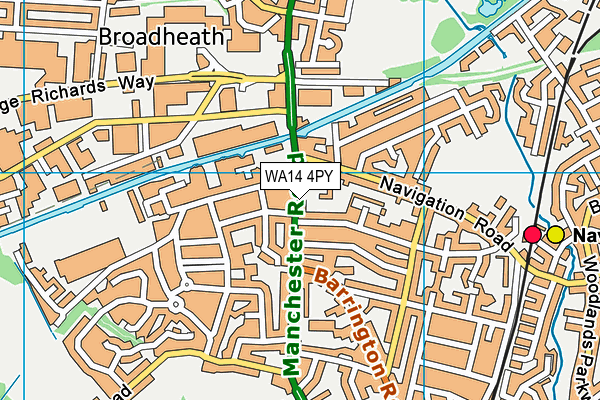 WA14 4PY map - OS VectorMap District (Ordnance Survey)