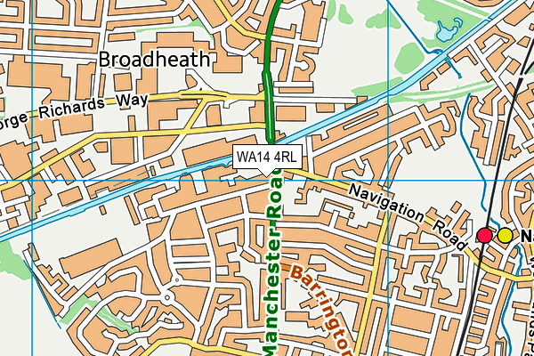 WA14 4RL map - OS VectorMap District (Ordnance Survey)