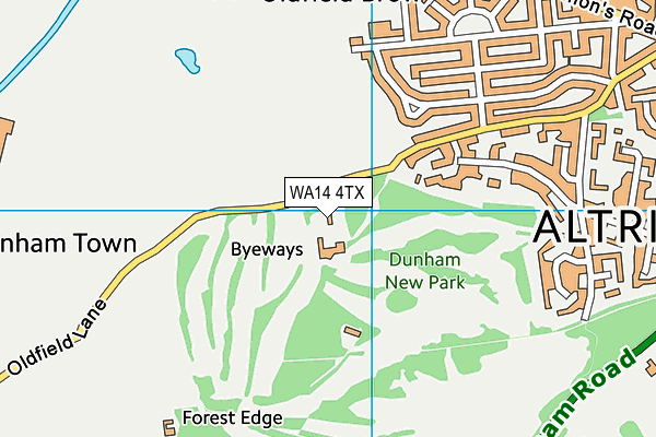 WA14 4TX map - OS VectorMap District (Ordnance Survey)