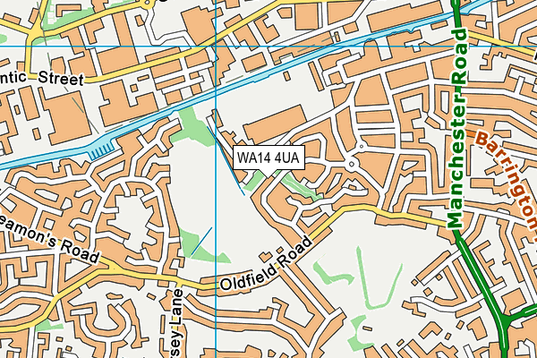WA14 4UA map - OS VectorMap District (Ordnance Survey)