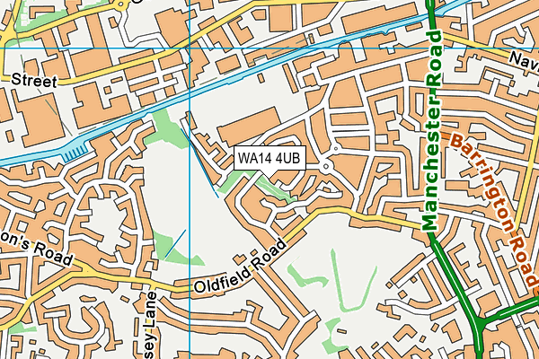 WA14 4UB map - OS VectorMap District (Ordnance Survey)
