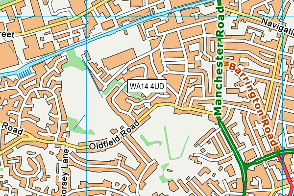 WA14 4UD map - OS VectorMap District (Ordnance Survey)