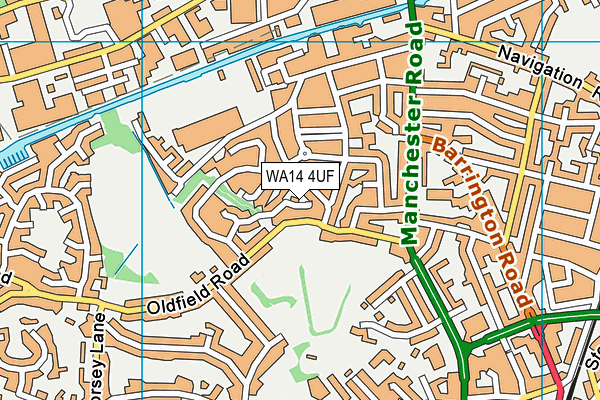 WA14 4UF map - OS VectorMap District (Ordnance Survey)