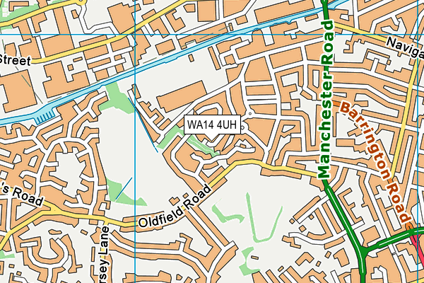 WA14 4UH map - OS VectorMap District (Ordnance Survey)
