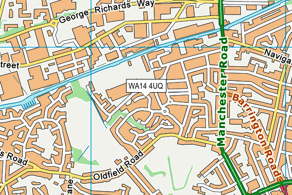 WA14 4UQ map - OS VectorMap District (Ordnance Survey)