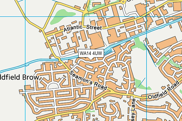 WA14 4UW map - OS VectorMap District (Ordnance Survey)