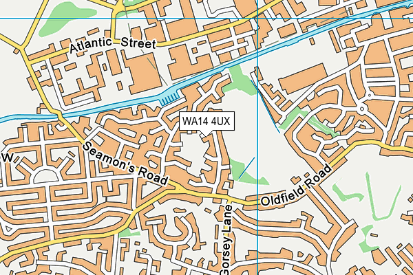 WA14 4UX map - OS VectorMap District (Ordnance Survey)