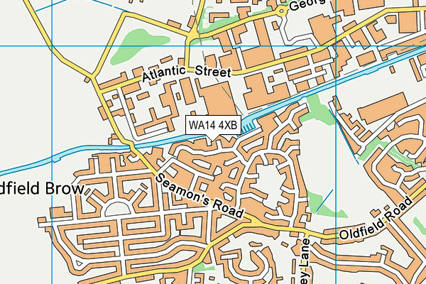 WA14 4XB map - OS VectorMap District (Ordnance Survey)