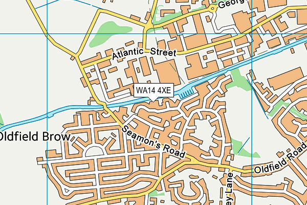 WA14 4XE map - OS VectorMap District (Ordnance Survey)