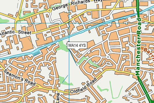 WA14 4YS map - OS VectorMap District (Ordnance Survey)