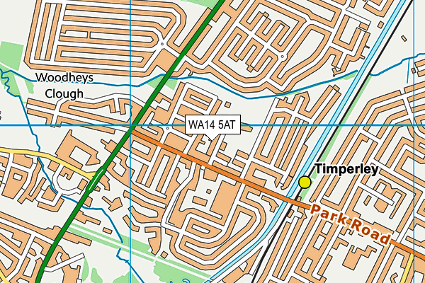 WA14 5AT map - OS VectorMap District (Ordnance Survey)