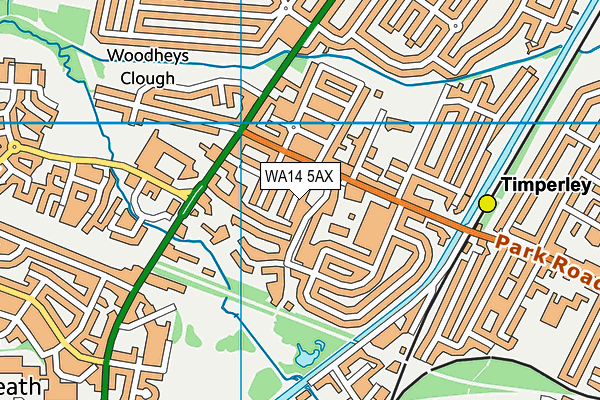 WA14 5AX map - OS VectorMap District (Ordnance Survey)
