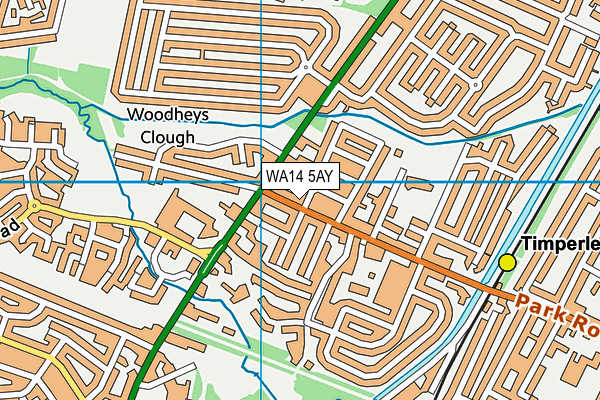 WA14 5AY map - OS VectorMap District (Ordnance Survey)