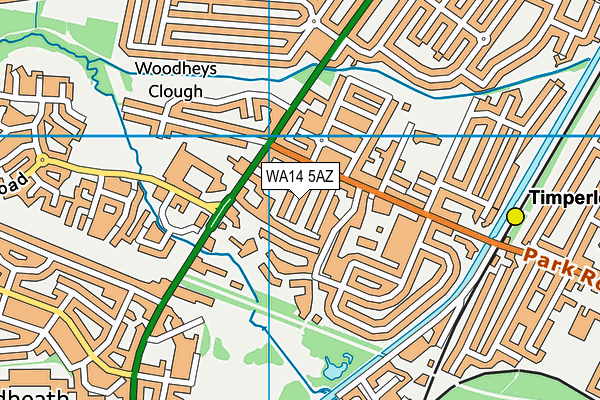 WA14 5AZ map - OS VectorMap District (Ordnance Survey)