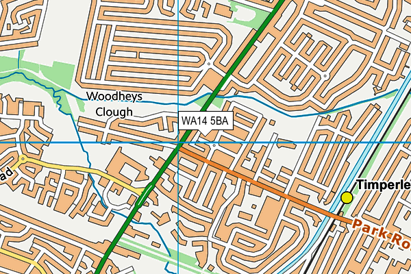 WA14 5BA map - OS VectorMap District (Ordnance Survey)