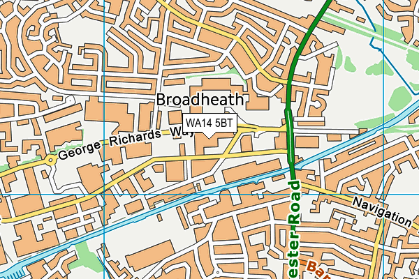 WA14 5BT map - OS VectorMap District (Ordnance Survey)