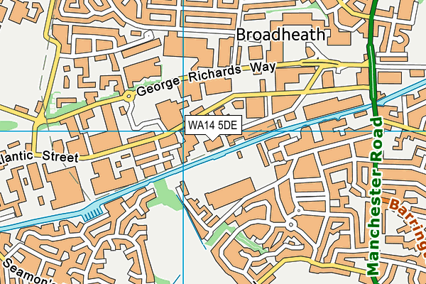 WA14 5DE map - OS VectorMap District (Ordnance Survey)