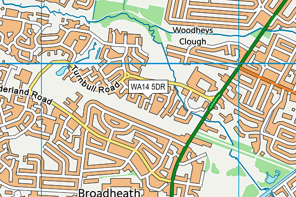 WA14 5DR map - OS VectorMap District (Ordnance Survey)
