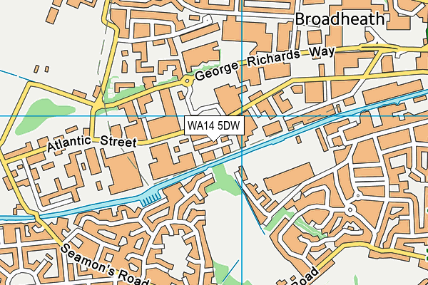 WA14 5DW map - OS VectorMap District (Ordnance Survey)