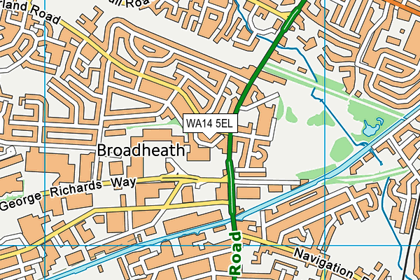 WA14 5EL map - OS VectorMap District (Ordnance Survey)