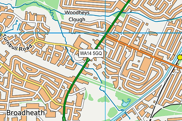 WA14 5GQ map - OS VectorMap District (Ordnance Survey)