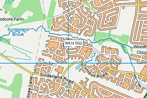 WA14 5GU map - OS VectorMap District (Ordnance Survey)