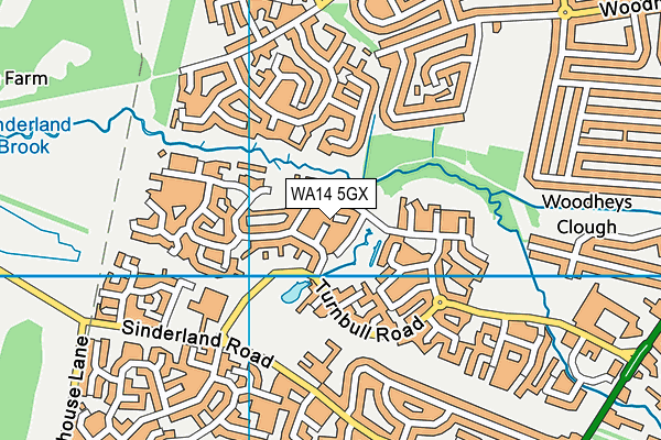 WA14 5GX map - OS VectorMap District (Ordnance Survey)