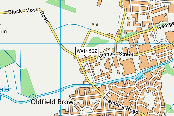 WA14 5GZ map - OS VectorMap District (Ordnance Survey)