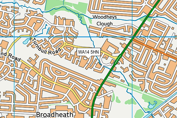 WA14 5HN map - OS VectorMap District (Ordnance Survey)