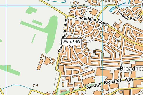 WA14 5HW map - OS VectorMap District (Ordnance Survey)