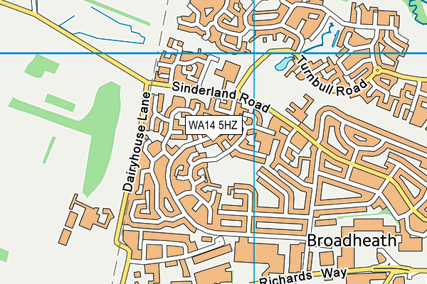 WA14 5HZ map - OS VectorMap District (Ordnance Survey)