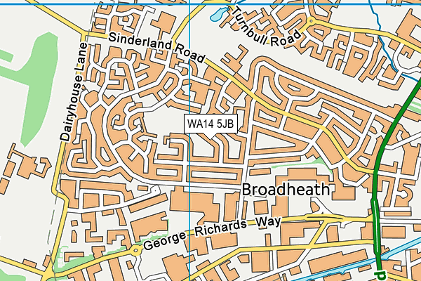 WA14 5JB map - OS VectorMap District (Ordnance Survey)
