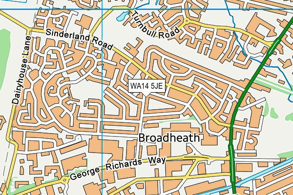 WA14 5JE map - OS VectorMap District (Ordnance Survey)