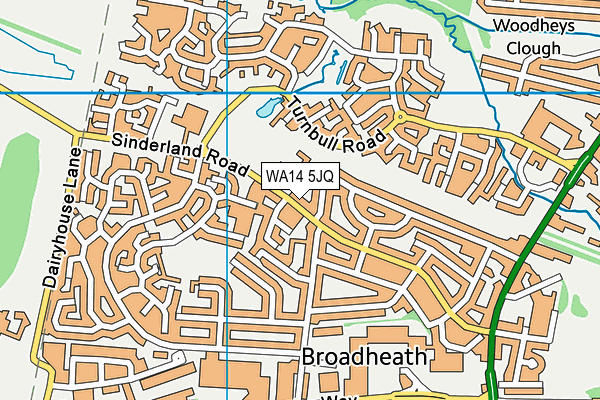 Broadheath Primary School map (WA14 5JQ) - OS VectorMap District (Ordnance Survey)