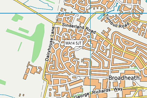 WA14 5JT map - OS VectorMap District (Ordnance Survey)