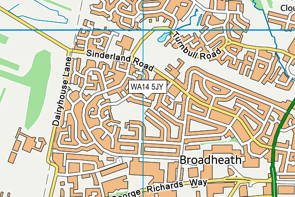 WA14 5JY map - OS VectorMap District (Ordnance Survey)