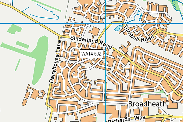 WA14 5JZ map - OS VectorMap District (Ordnance Survey)