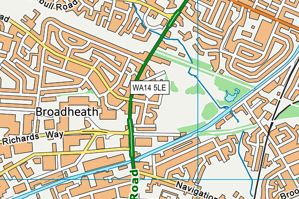 WA14 5LE map - OS VectorMap District (Ordnance Survey)