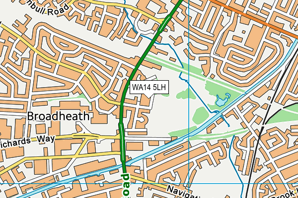 Salisbury Road Playing Fields map (WA14 5LH) - OS VectorMap District (Ordnance Survey)