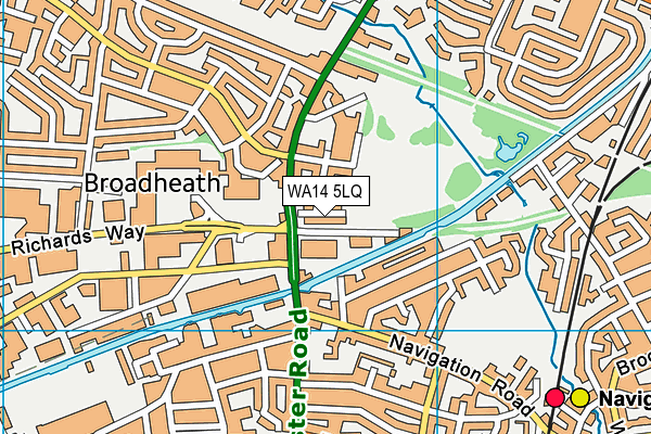 WA14 5LQ map - OS VectorMap District (Ordnance Survey)